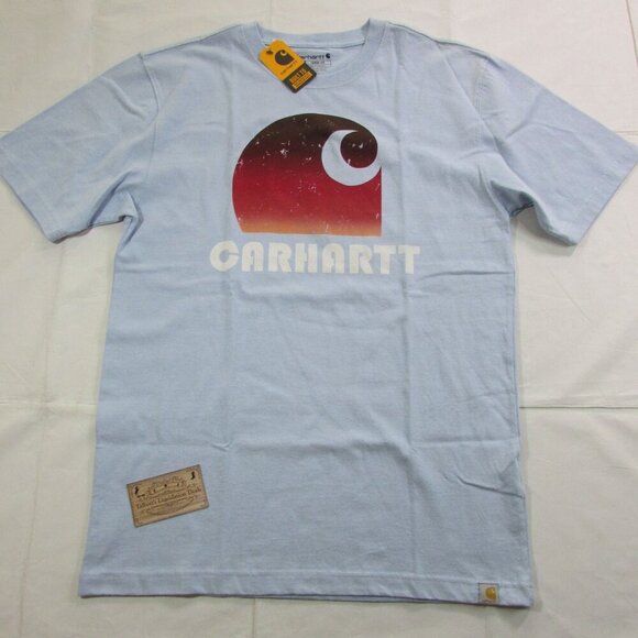 Carhartt Men's Loose Fit Heavyweight Short Sleeve C Graphic T-Shirt Fog Blue TK6 - Picture 2 of 3